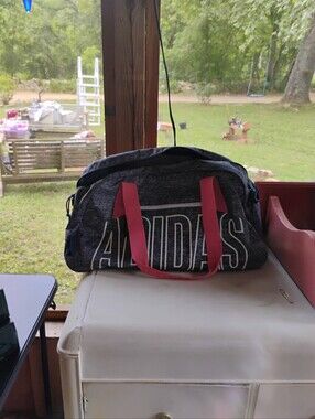 Adidas Gray Duffel Bag with Pink Handles